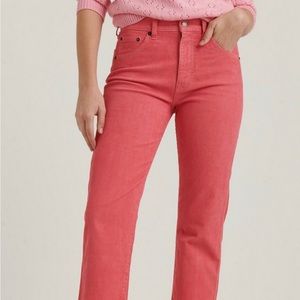 Lucky Brand Mid Rise Authentic Straight Crop Corduroy Jean in Pink, Size 6
